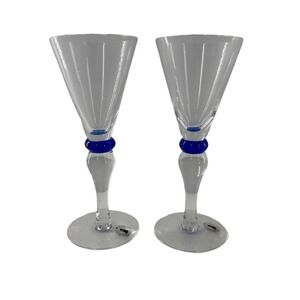 IKEA Shot Glass Hand Blown Cobalt Blue Handmade 2 Pack Vtg Retro Rare Sweden a